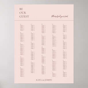 Minimalist Rose Alphabetical Wedding Seating Chart
