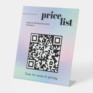 Minimalist Rose Blue Gradient Bold QR Code Salon Pedestal Sign