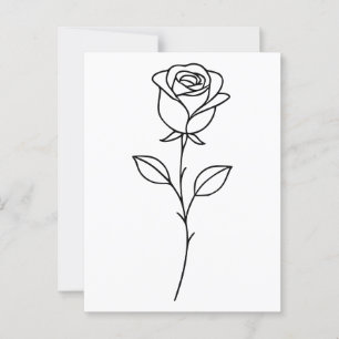 Minimalist Rose Botanical Line Art Postcard