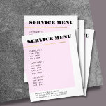 Minimalist Rose Faux Gold Line Service Menu<br><div class="desc">Elegant service menu template design for beauty related professionals. Simple elegant design with faux gold line and rose/white background. Clean elegant design. If you need any help to customize this product,  please contact us.</div>