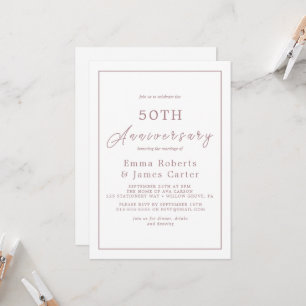 Minimalist Rose Gold 50th Wedding Anniversary  Invitation