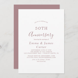 Minimalist Rose Gold 50th Wedding Anniversary  Invitation