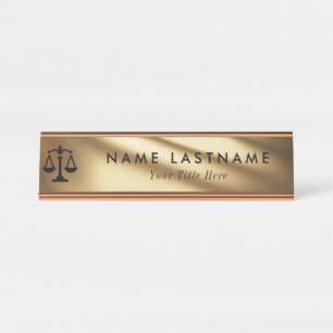 Minimalist Rose Gold Attorney Desk Name Plate