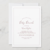 Minimalist Rose Gold Baby Brunch Invitation