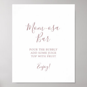 Minimalist Rose Gold Baby Shower Mom-osa Bar Sign