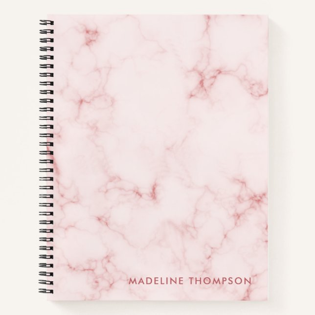 Minimalist Rose Gold Blush Pink Marble Spiral Notebook (Front)