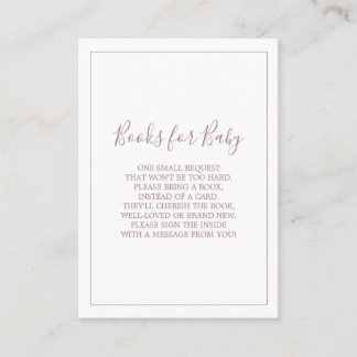 Minimalist Rose Gold Books for Baby Card