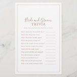 Minimalist Rose Gold Bride and Groom Trivia Game Flyer<br><div class="desc">This minimalist rose gold bride and groom trivia game is perfect for a simple wedding shower. The modern romantic design features classic rose gold and white typography paired with a rustic yet elegant calligraphy with vintage hand lettered style. Customizable in any colour. Keep the design simple and elegant, as is,...</div>