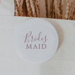 Minimalist Rose Gold Bridesmaid Bridal Shower 2 Inch Round Button<br><div class="desc">This minimalist rose gold bridesmaid bridal shower button is perfect for a simple wedding shower. The modern romantic design features classic rose gold and white typography paired with a rustic yet elegant calligraphy with vintage hand lettered style. Customizable in any colour. Keep the design simple and elegant, as is, or...</div>