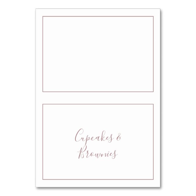 Minimalist Rose Gold Buffet Food Labels Table Number (Front)