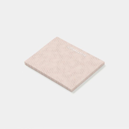 Minimalist Rose Gold Chevrons | Monogram Name Post-it Notes