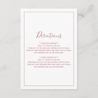 Minimalist Rose Gold Directions Card