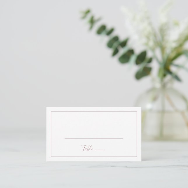 Minimalist Rose Gold Flat Wedding Place Card (Standing Front)
