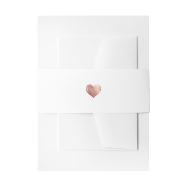 Minimalist Rose Gold Heart Modern Wedding Invitation Belly Band (Front Example)