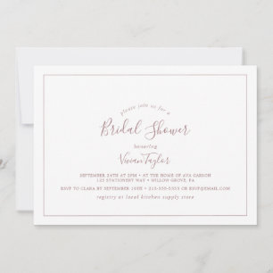 Minimalist Rose Gold Horizontal Bridal Shower Invitation