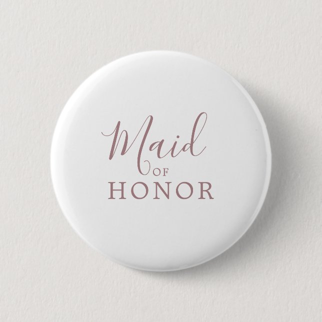 Minimalist Rose Gold Maid of Honour Bridal Shower 2 Inch Round Button (Front)