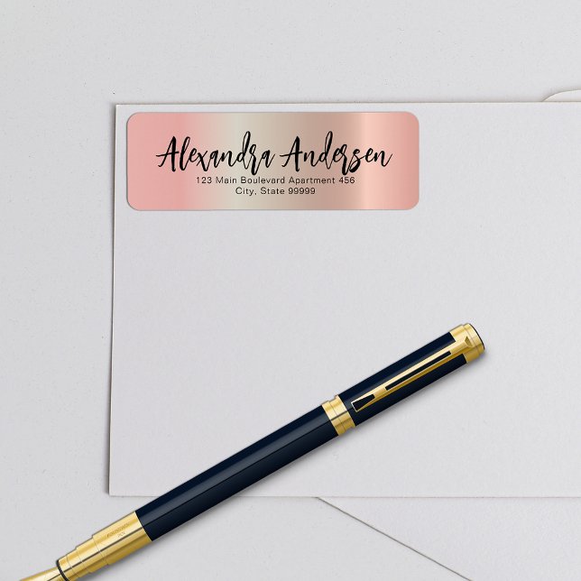 Minimalist Rose Gold Metallic Trendy Script Label (Creator Uploaded)
