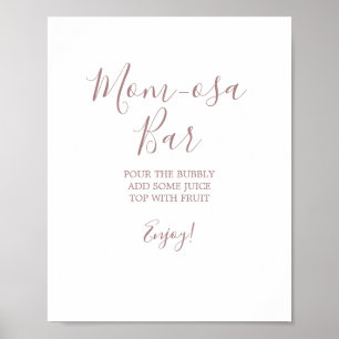 Minimalist Rose Gold Mom-osa Bar Sign