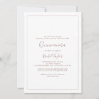 Minimalist Rose Gold Quinceañera Invitation