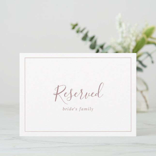 Minimalist Rose Gold Reserved Sign (Standing Front)