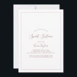 Minimalist Rose Gold Sweet Sixteen Birthday Invitation<br><div class="desc">This minimalist rose gold sweet sixteen birthday invitation is perfect for a simple 16th birthday party. The modern romantic design features classic rose gold and white typography paired with a rustic yet elegant calligraphy with vintage hand lettered style. Customizable in any colour. Keep the design simple and elegant, as is,...</div>