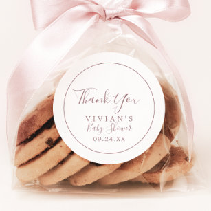 Minimalist Rose Gold Thank You Baby Shower Favour Classic Round Sticker