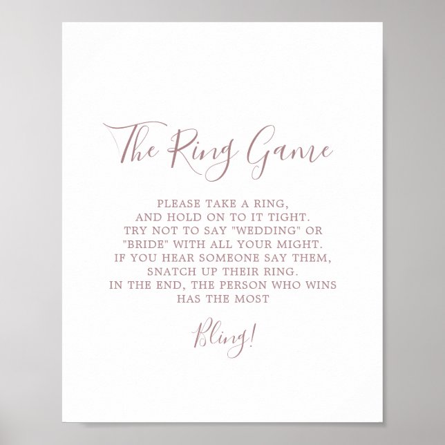 Minimalist Rose Gold The Ring Game Sign (Front)