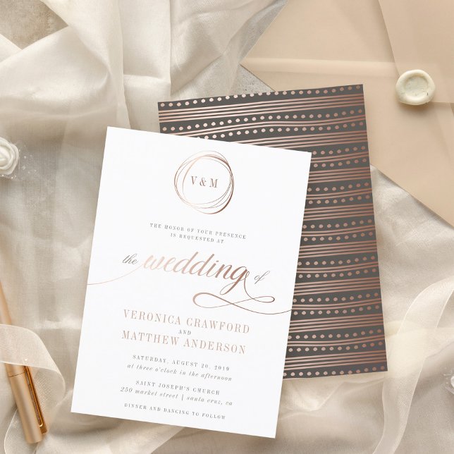 Minimalist Rose Gold Typography Wedding Invitation (Creator Uploaded)