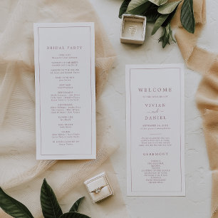 Minimalist Rose Gold Typography Wedding Program