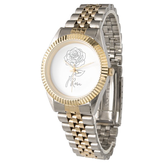 Minimalist Rose Line Art Watch (Angled)