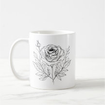 minimalist rose one line art drawing in black