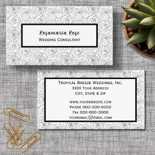 Minimalist Rose Pattern Black and White Business Card