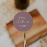 Minimalist Rose Pink Merry Christmas Holiday Gift Classic Round Sticker<br><div class="desc">These minimalist rose pink Merry Christmas holiday gift stickers are perfect for a simple holiday present or holiday card. The design features classic blush pink and white typography paired with a rustic yet elegant script font with hand lettered style. Personalize the stickers with your name.</div>