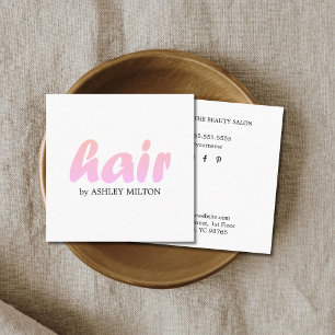Minimalist Rose White Hair Stylist Square Business Card