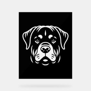 Minimalist Rottweiler Face Design – Bold Line Art Acrylic Sign
