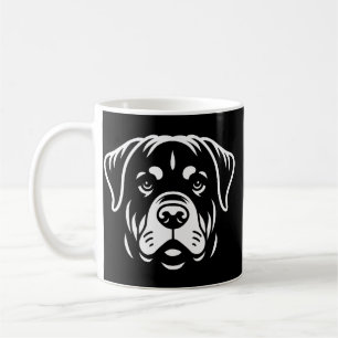Minimalist Rottweiler Face Design � Bold Line Art Coffee Mug