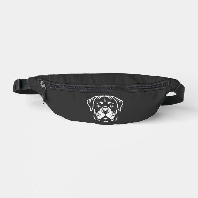 Minimalist Rottweiler Face Design � Bold Line Art Fanny Pack (Front)
