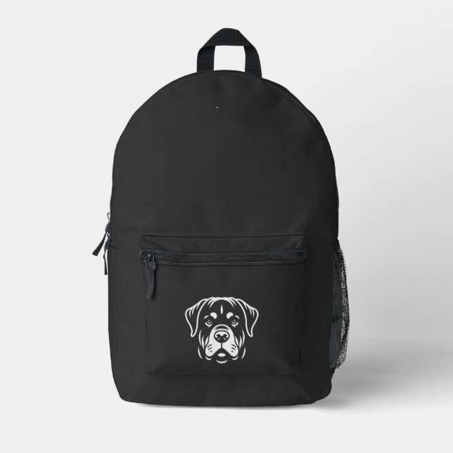 Minimalist Rottweiler Face Design � Bold Line Art Printed Backpack (Front)