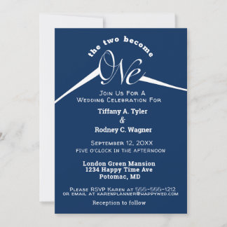 Minimalist Royal Blue and White The One Wedding Invitation
