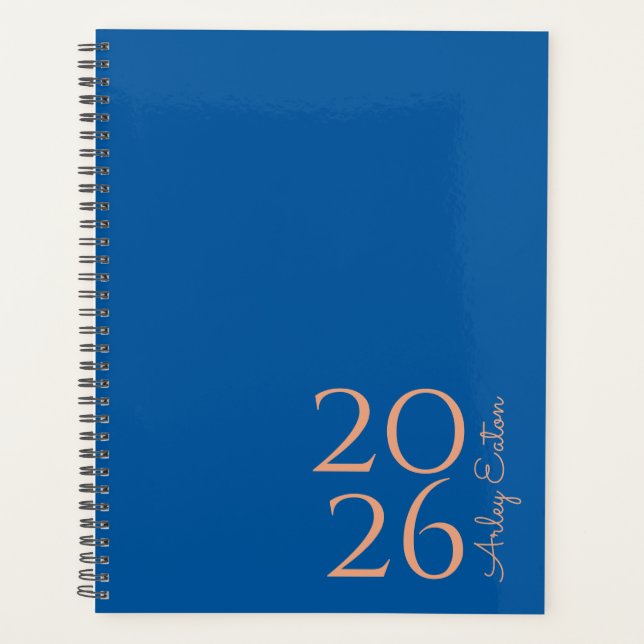 Minimalist Royal Blue Custom Personal Monthly  Planner (Front)