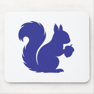 Minimalist Royal Blue Squirrel Silhouette Mouse Pad