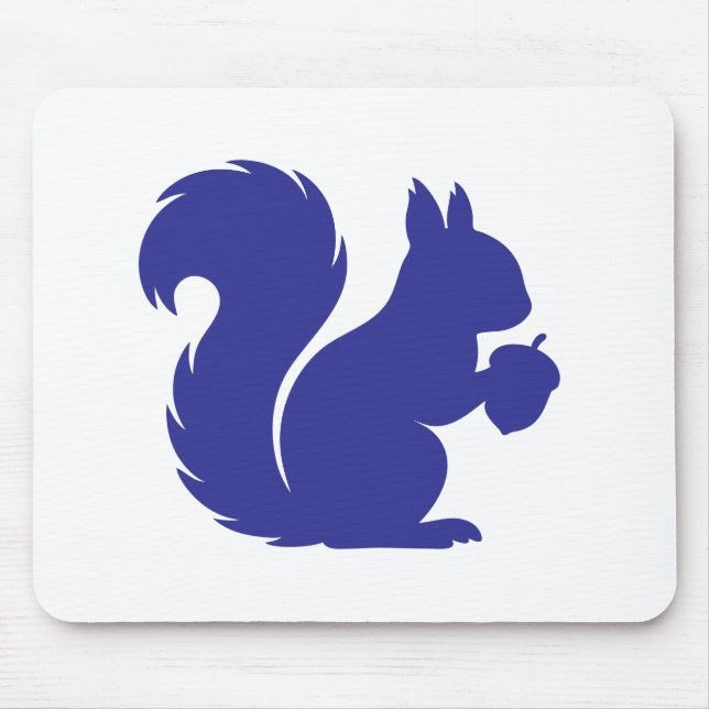 Minimalist Royal Blue Squirrel Silhouette Mouse Pad (Front)