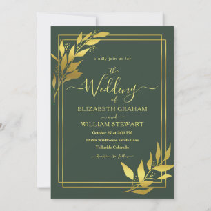 Minimalist Royal Borders Modern Botanical Wedding Invitation