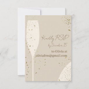 Minimalist RSVP Card   Beige & Ivory Champagne New