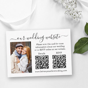 Minimalist RSVP Details Photo 2 QR Wedding Enclosure Card