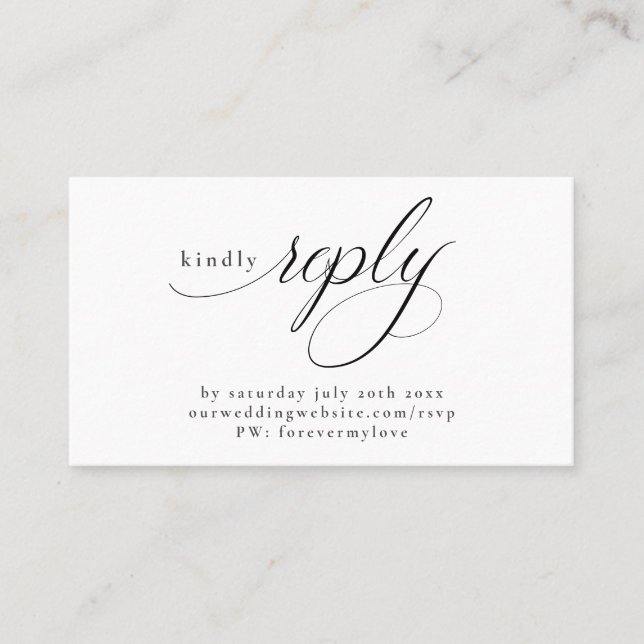 Minimalist RSVP for Online Response Business Card (Front)