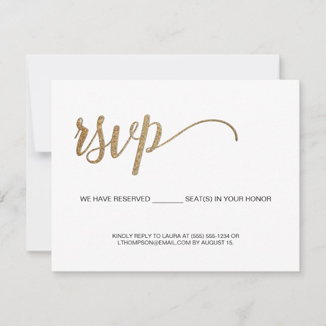 Minimalist RSVP Gold Fillable Reserved Seats Card (Front)