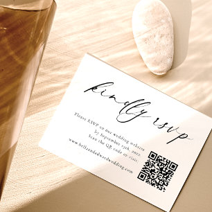 Minimalist RSVP QR Code Wedding Card