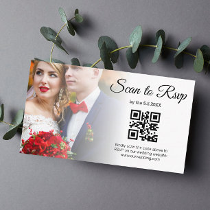 minimalist rsvp qr code wedding day faded photo  enclosure card