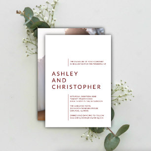 Minimalist Ruby Red Isolated Names Photo Wedding Invitation